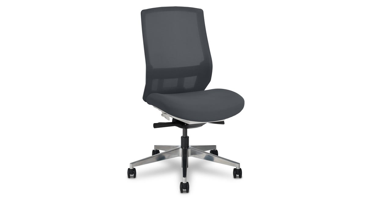 The Envoke chair can be used without the arms attached.