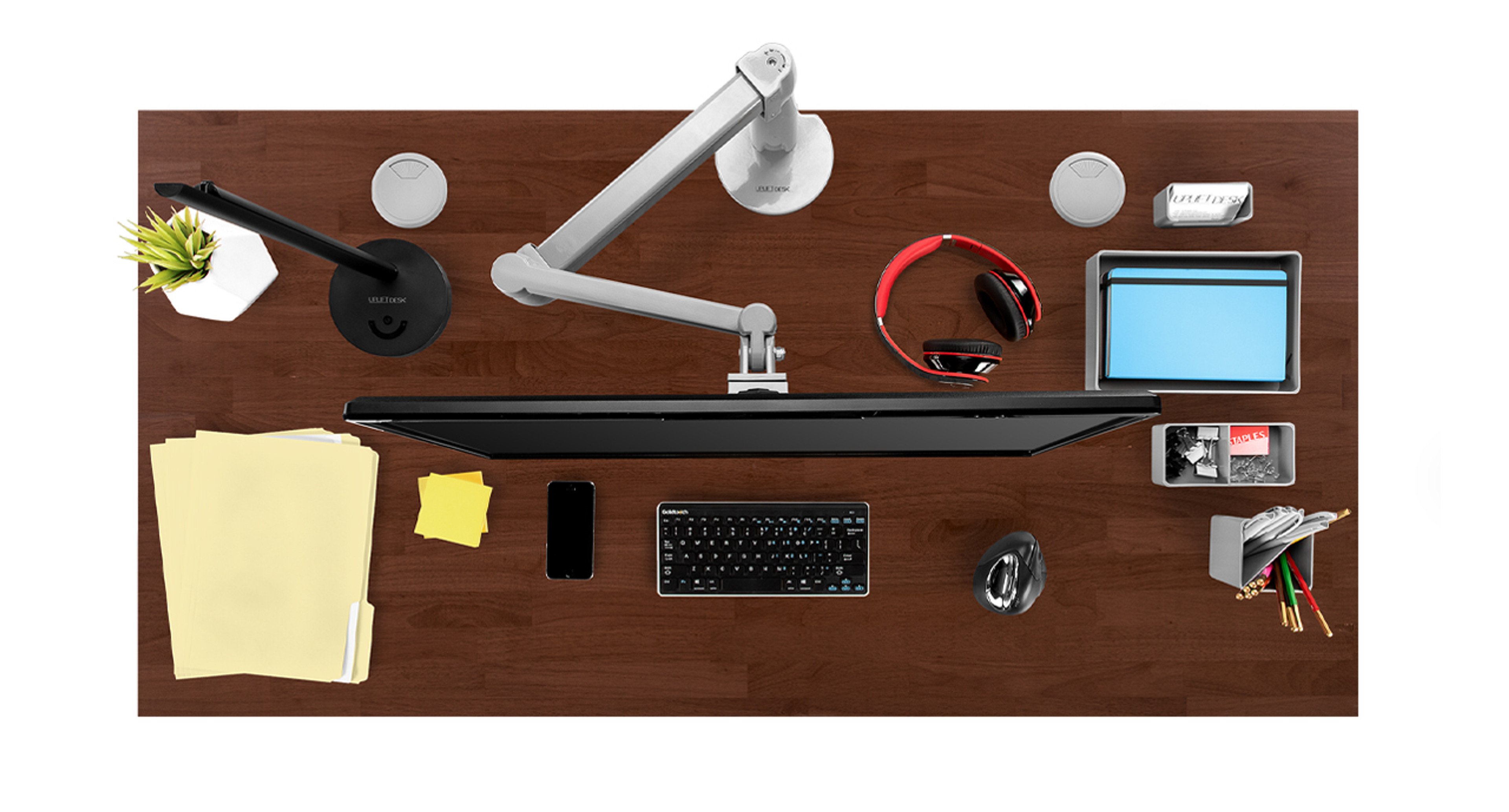 60" x 30" Dark Brown Rubberwood Desktop