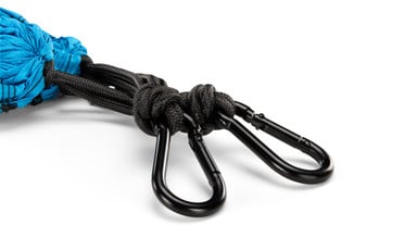 Use the hammock's carabiners to hang the storage bag from a hook or backpack strap