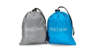 Your Under Desk Hammock comes with a storage bag that stays attached, even when you're in the hammock