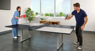 Go from meetings to matches in a flash with this 108" x 60" conference / regulation size ping-pong table
