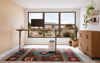 White Advanced Comfort Angled Keypad with 72" x 30" Uptown Walnut Laminate Standing Desk
