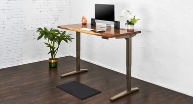 60" x 30" Saman Live Edge Solid Wood Standing Desk with Black Advanced Comfort Angled Keypad