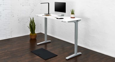 60" x 24" White Laminate Standing Desk with Gray Advanced Comfort Angled Keypad