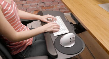 Type with elbows bent at 90° to achieve comfortable ergonomics