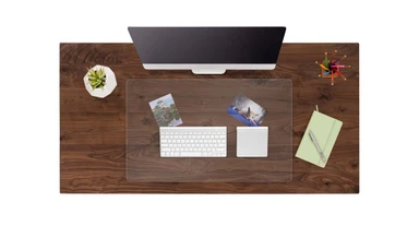 Protect the most used area of the desk and avoid the cost of a full glass desktop cover