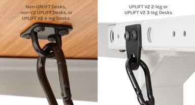 Use the included anchor or eye plates to mount the hammock to your UPLIFT V2 Standing Desk Frame or non-UPLIFT desk