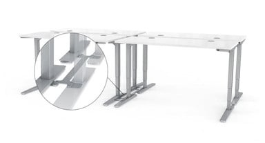 Flexible benching system allows you to connect desks together or take them apart as your office grows. Available in black, white, gray and industrial style