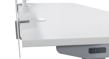 Panel gap also allows for monitor arms to be attached to your desk