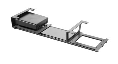 Track Spacer attaches directly under your desk via mounting hardware