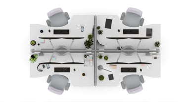 The curved corner design provides plenty of workspace and access for running power and data, even in close quarters