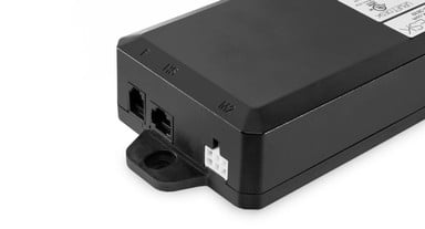 Bluetooth Adapter, keypad, and leg connection ports on the N-type 2-Leg Desk Control Box