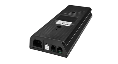 100-240 VAC input, DC output, Bluetooth Adapter, and keypad ports on the NH-type V2 and V2-Commercial 2-Leg Desk Control Box