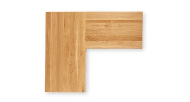 White Oak L-Shaped Desktop with a right return
