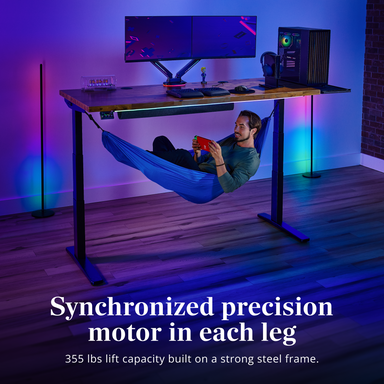 Synchronized precision motors in each leg. 355 lb lift capacity built on a strong steel frame