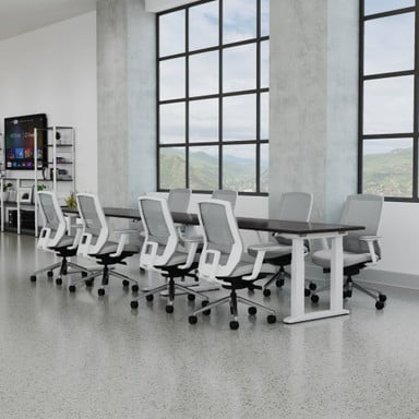Combine multiple 4-Leg Standing Desks to create a collaborative space that can handle any team project