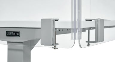 Mounting hardware attaches panels to your desktop. Silicone rubber padding prevents damage to your work surface