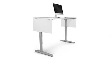 60" x 30" White Laminate UPLIFT Standing Desk with two side Modesty Panels