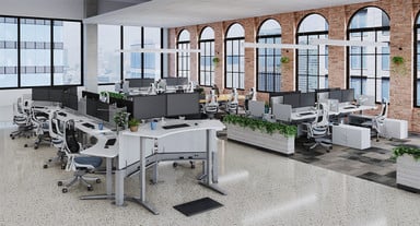 Standing Desk Mat with Heel Grab with White Laminate 120° Standing Desk