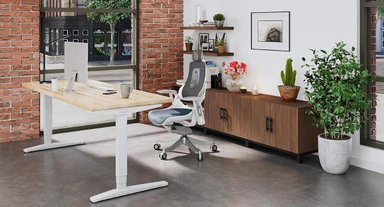 60" x 30" Birch Butcher Block Solid Wood UPLIFT V2 Desk with Pursuit Chair