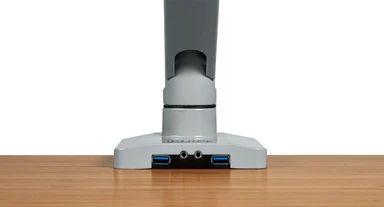 Wiring Kit adds two USB ports and audio jacks to the base of the monitor arm