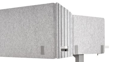 Panel cut-outs on the 3-Sided Screen's corners prevents the desktop corner from damaging the panel