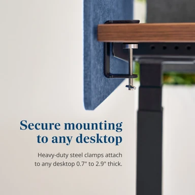 Steel clamps grip and release without tools, so panels move whenever the workspace does
