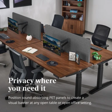 Use acoustic privacy panels to give back-to-back desks a sense of separation