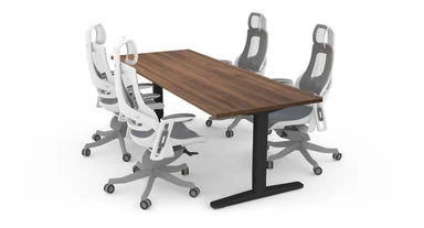 80" x 30" table top comfortably accommodates six people