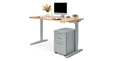 60" x 30" Bamboo UPLIFT V2 Standing Desk with matching 3-Drawer Square File Cabinet