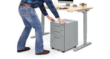Roll the 3-Drawer Square File Cabinet where you want it, then lock it in place