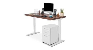 60" x 30" Walnut Solid Wood V2 Standing Desk with matching 3-Drawer Square File Cabinet
