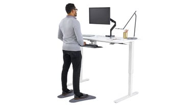 The mat is designed to seamlessly adapt to sitting and standing positions
