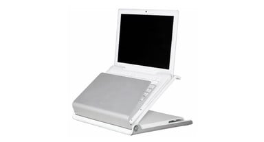 Design elevates the laptop display to a healthy ergonomic level
