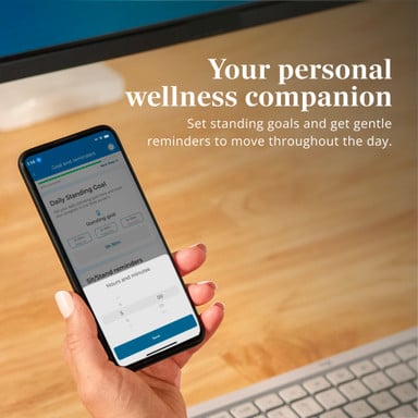 The UPLIFT Desk app helps you set standing goals and stay on track with reminders throughout the day
