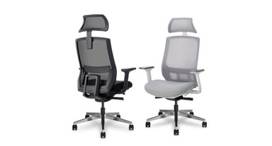 The Envoke Ergonomic Chair headrest is available in black and fog to match the Envoke Ergonomic Chairs
