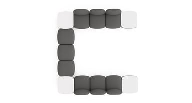 The Dillo U-Shaped configuration fits in a space about 10' 10" x 11' 2"