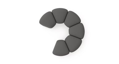 The Dillo Crescent configuration fits in a space about 7' x 6' 6"