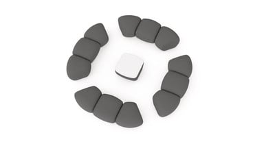 The Dillo Fire Circle configuration fits in a space about 11' 6" x 11' 6"