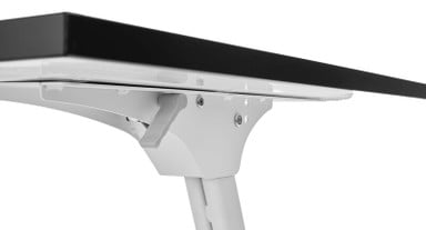 Quick release levers on both sides allow table tops to flip up for storage