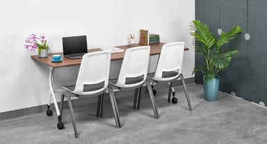 Pair Flex Chairs with UPLIFT Desk Flip Top Tables for stylish and functional seating