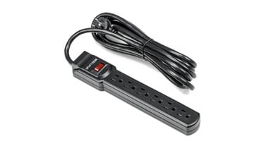 The included surge protector power strip is a great addition to any workstation