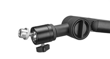 Compatible  with ⅜" or ⅝" threaded microphone mounts, optional ball joint included