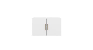 White MoPac Cabinet with brushed nickel handles from the front