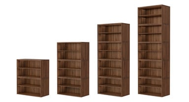 MoPac Open Cabinets stacked to create a bookcase