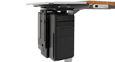 Desk Extensions include mounting points to attach an UPLIFT Desk CPU Adapter and CPU Holder, clearing space above