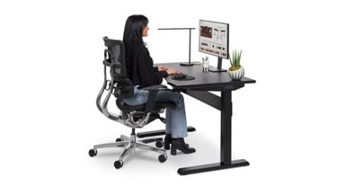 Strong, sturdy steel desk frame has a lifting capacity of 55 lb