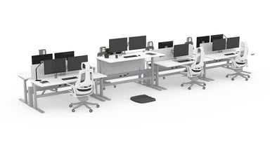 UPLIFT Power & Data Rail - Dual Sided Row with Light Gray Acoustic Privacy Panels