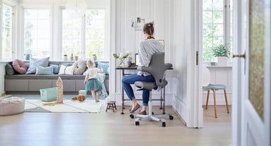The Capisco's saddle seat opens the hips when facing forward, and it allows comfortable sitting backward and sideways
