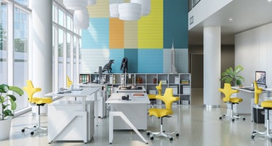 Capisco Chairs adjust along with standing workstations to allow a perched position like ergonomic stools